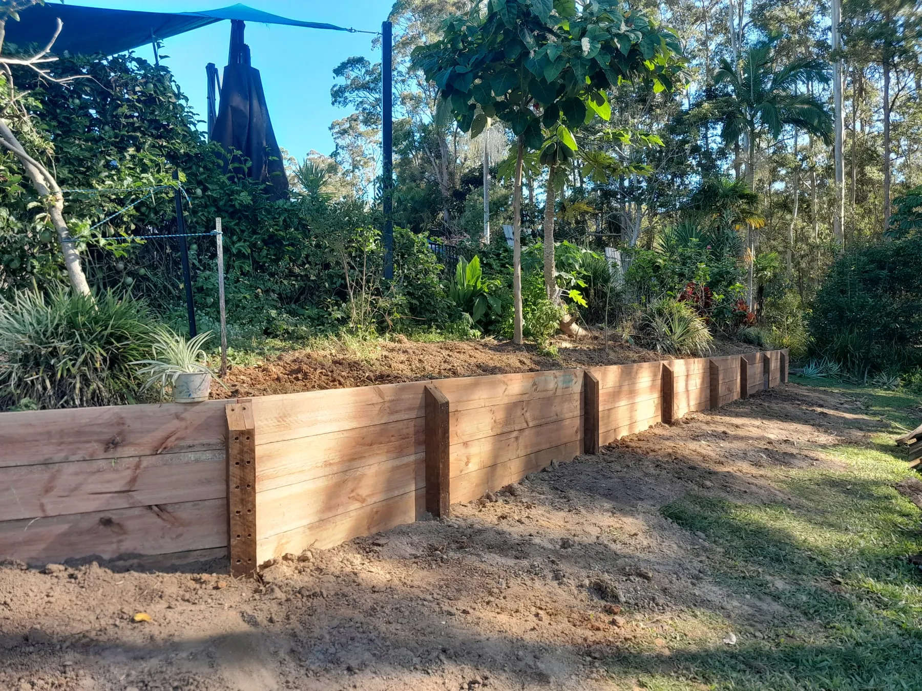 Timber retaining wall: after